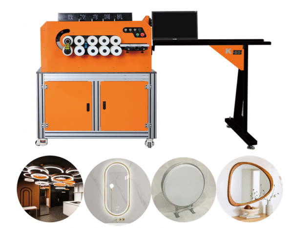 Aluminium Bedroom Barbershop Bathroom LED Lights Mirrors Frame Multifunctional Bending Equipment - Image 2